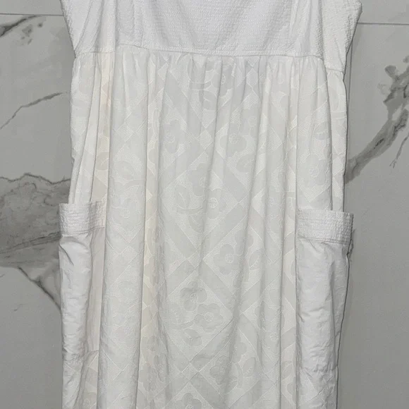 NWT Madewell White Floral Embroidered Textured Cutout Back Midi Dress - Picture 5 of 12